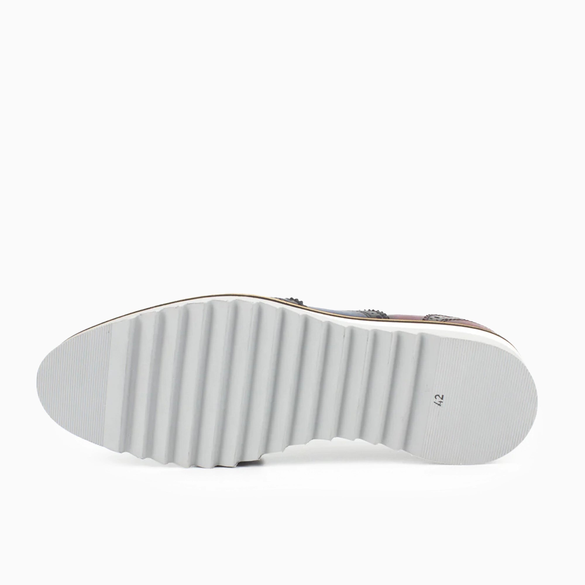 Vestito Burgundy-Navy Men's Wingtip Leather Oxford Dress Shoes