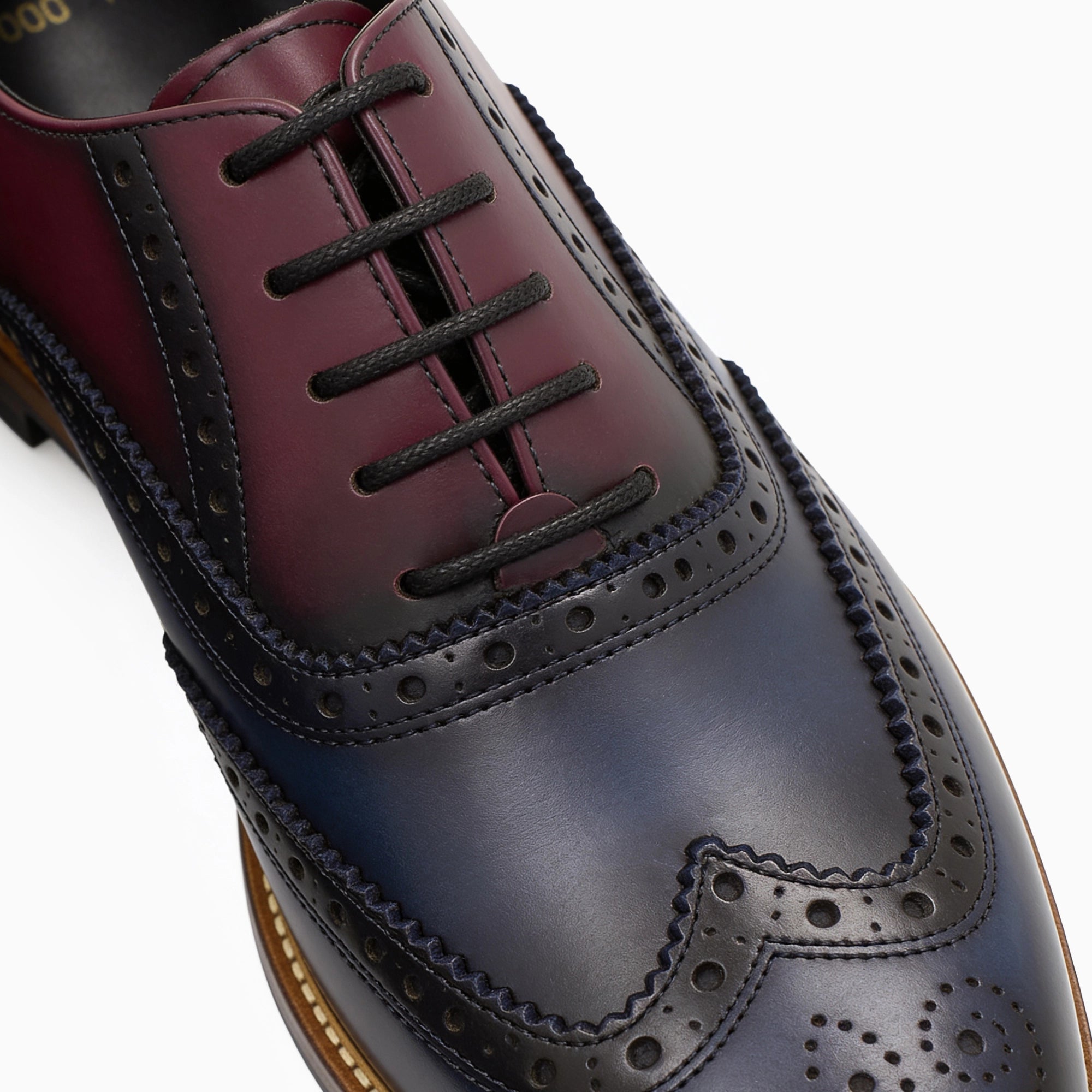 Vestito Burgundy-Navy Men's Wingtip Leather Oxford Dress Shoes