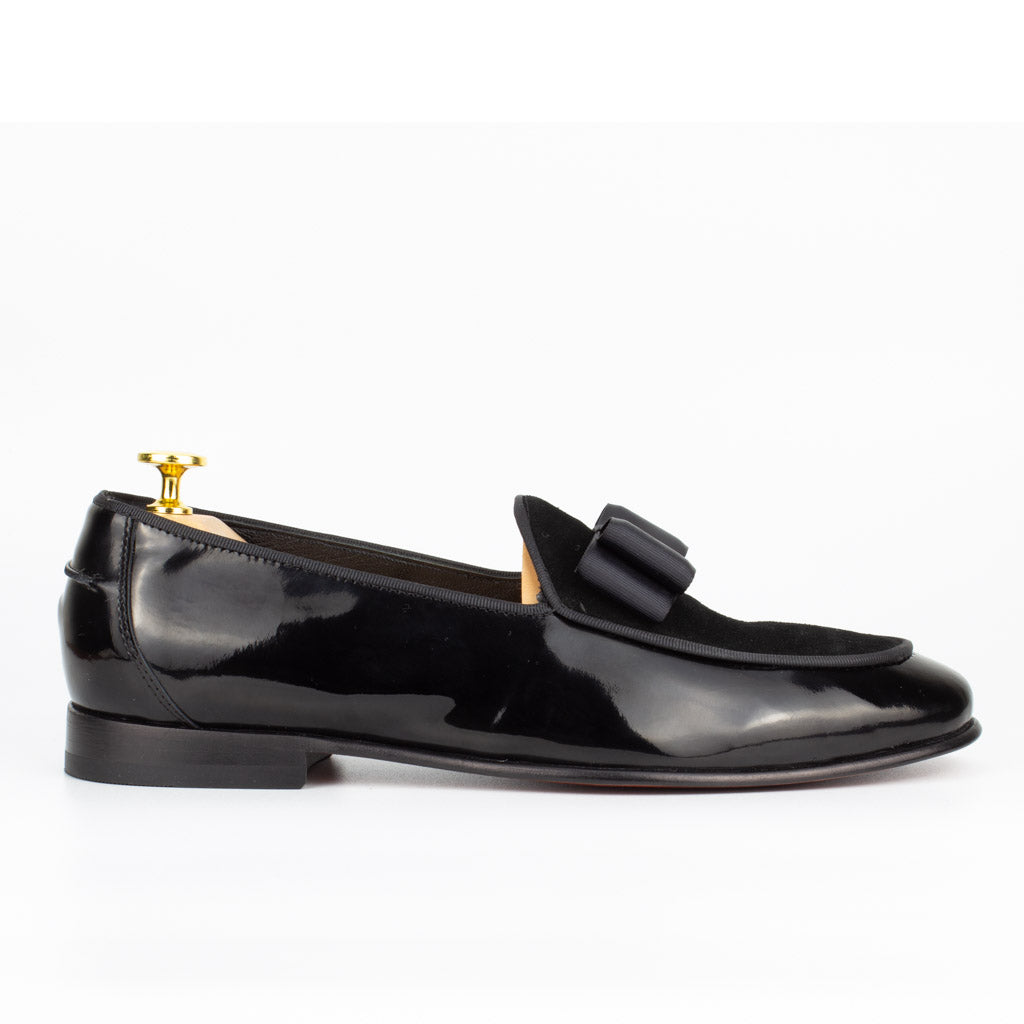 BowTie Black Men's Genuine Leather Loafer - Leather Sole