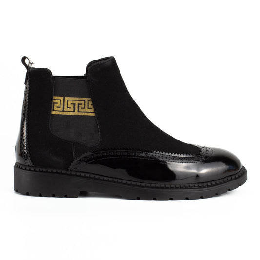 Plutus Black Men's Genuine Chelsea Leather Boots