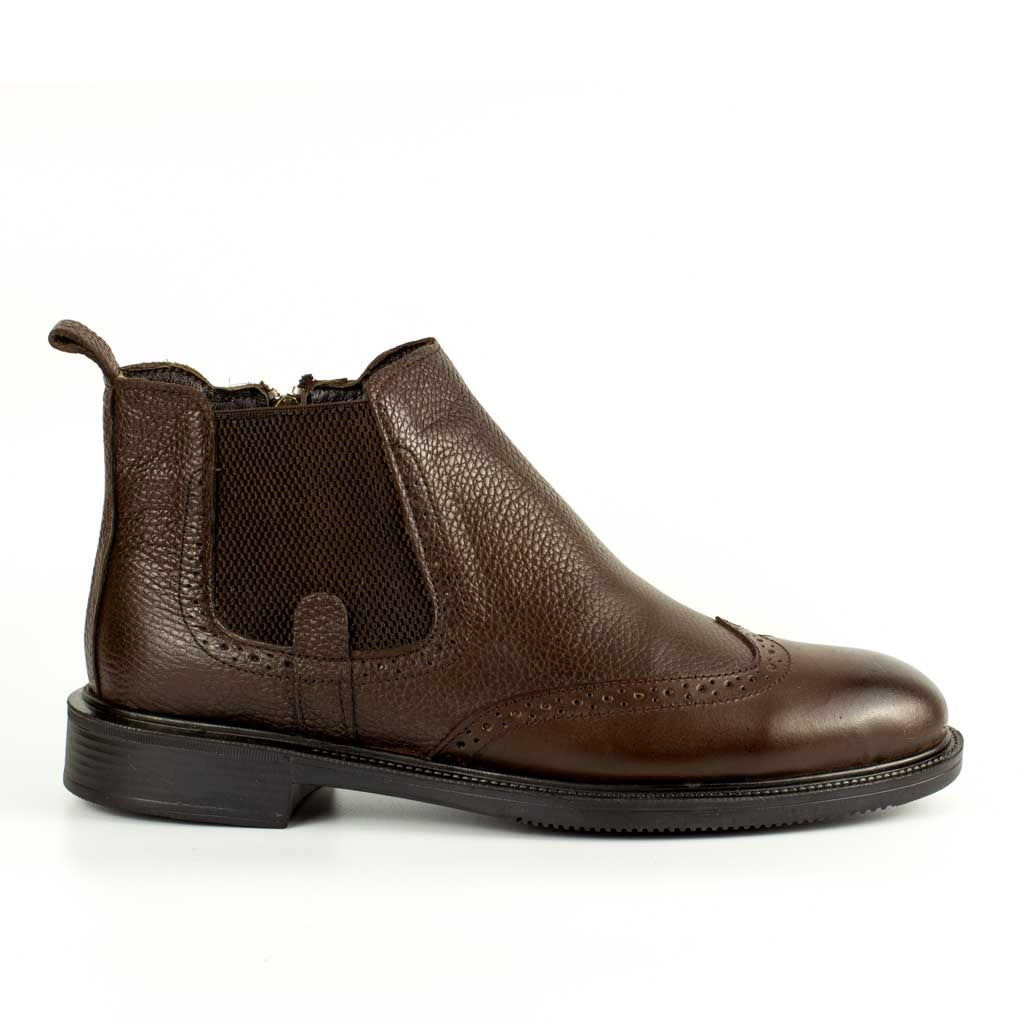 Rosso Tobacco Wingtip Ankle Boots display picture 1