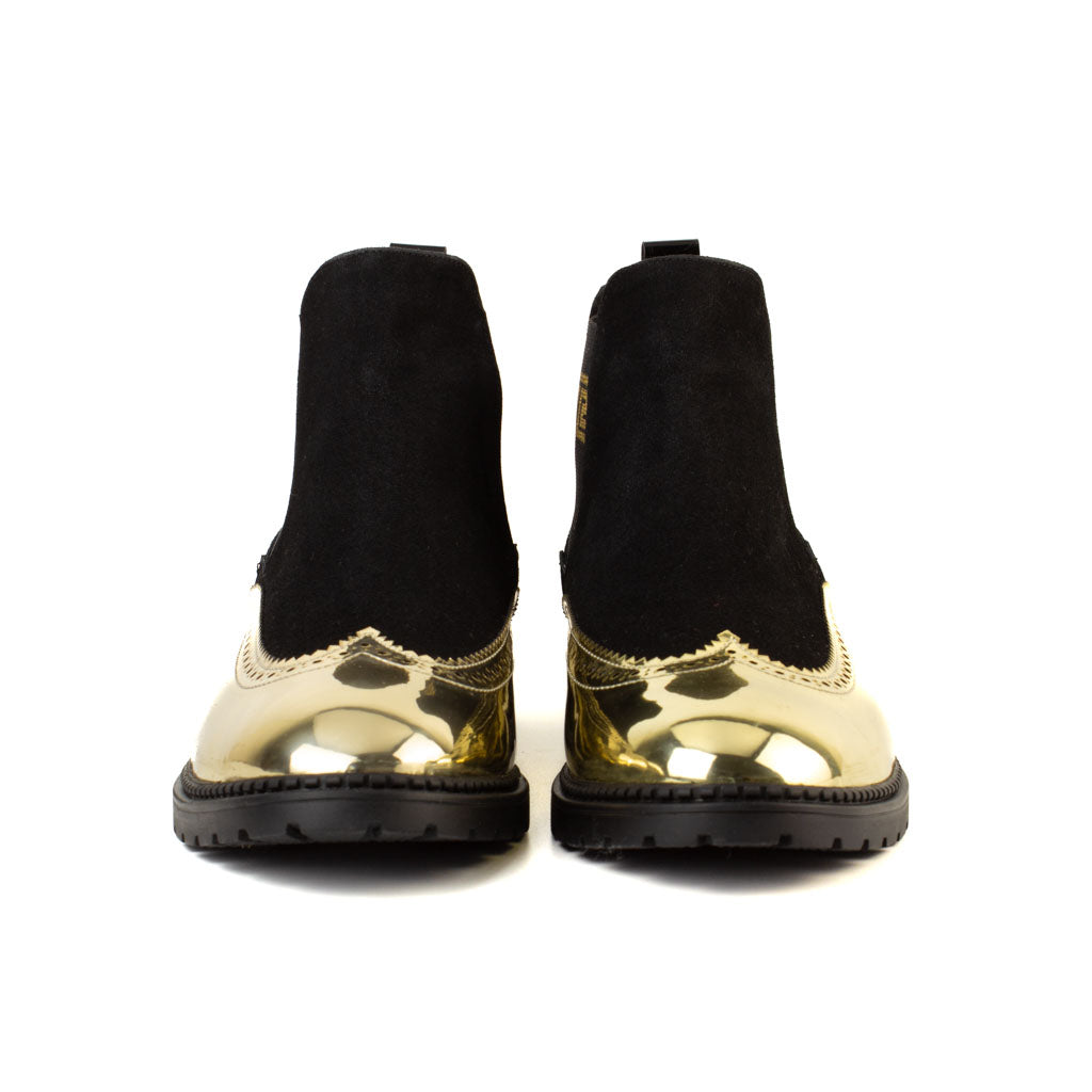 Plutus Gold Black Men's Genuine Chelsea Leather Boots