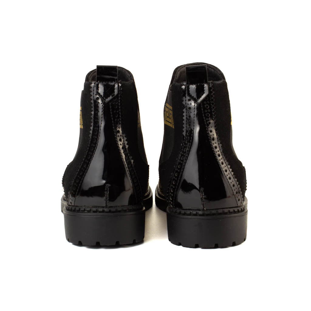 Plutus Gold Black Men's Genuine Chelsea Leather Boots