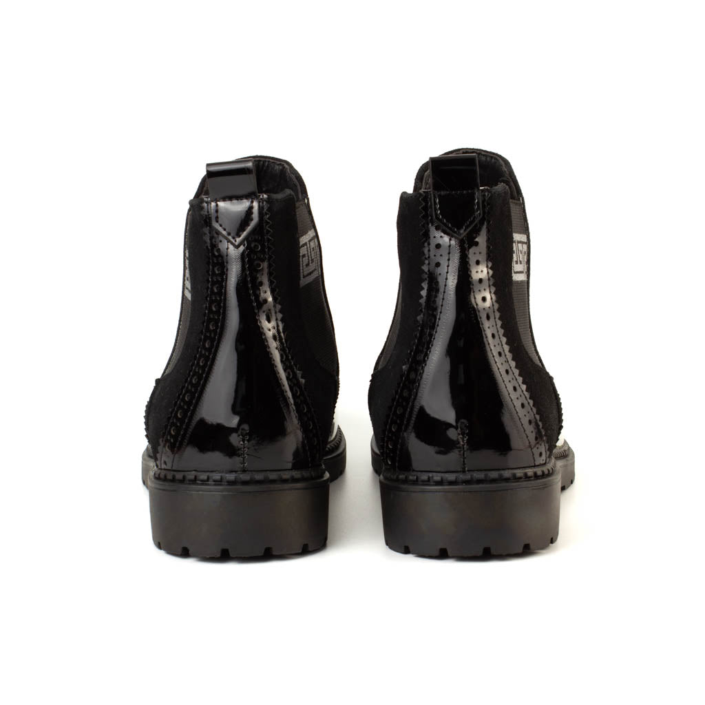 Plutus Silver Black Men's Genuine Chelsea Leather Boots
