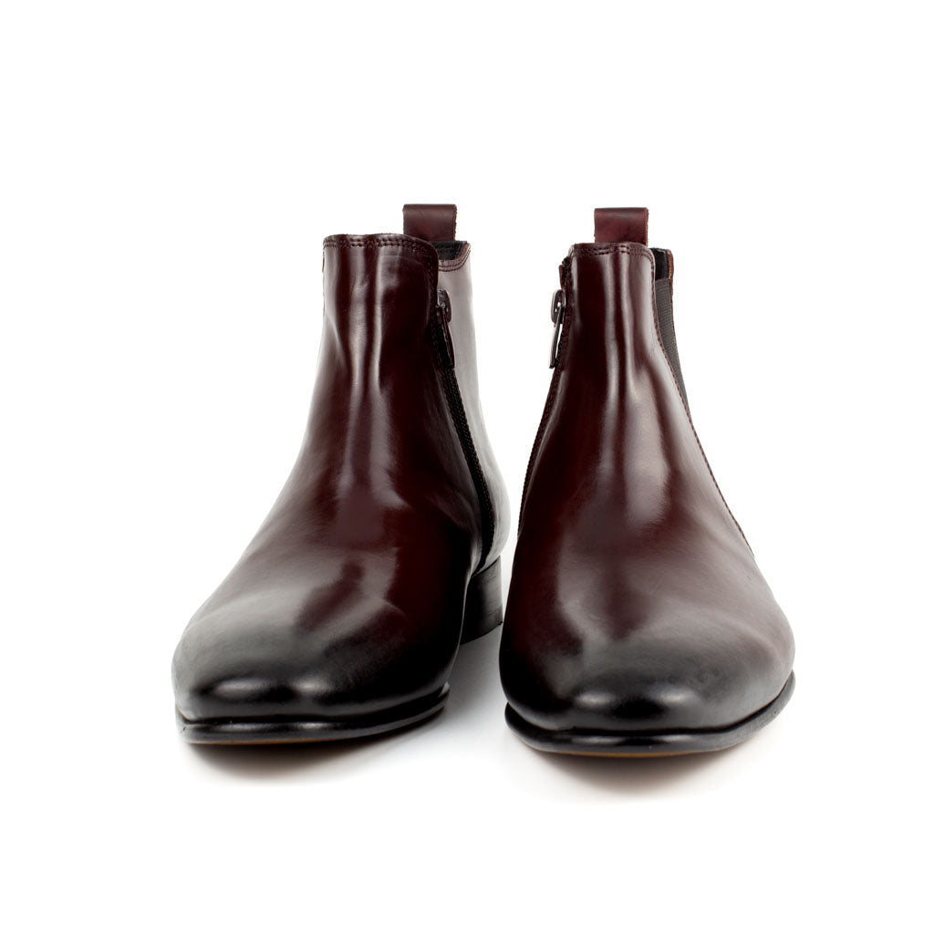 Giovanni Burgundy Men's Chelsea Genuine Leather Boots - Leather Sole
