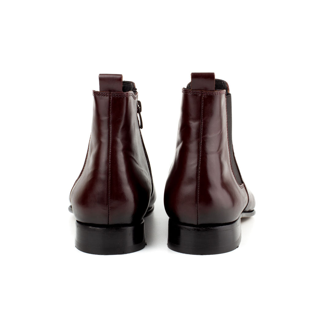 Giovanni Burgundy Men's Chelsea Genuine Leather Boots - Leather Sole