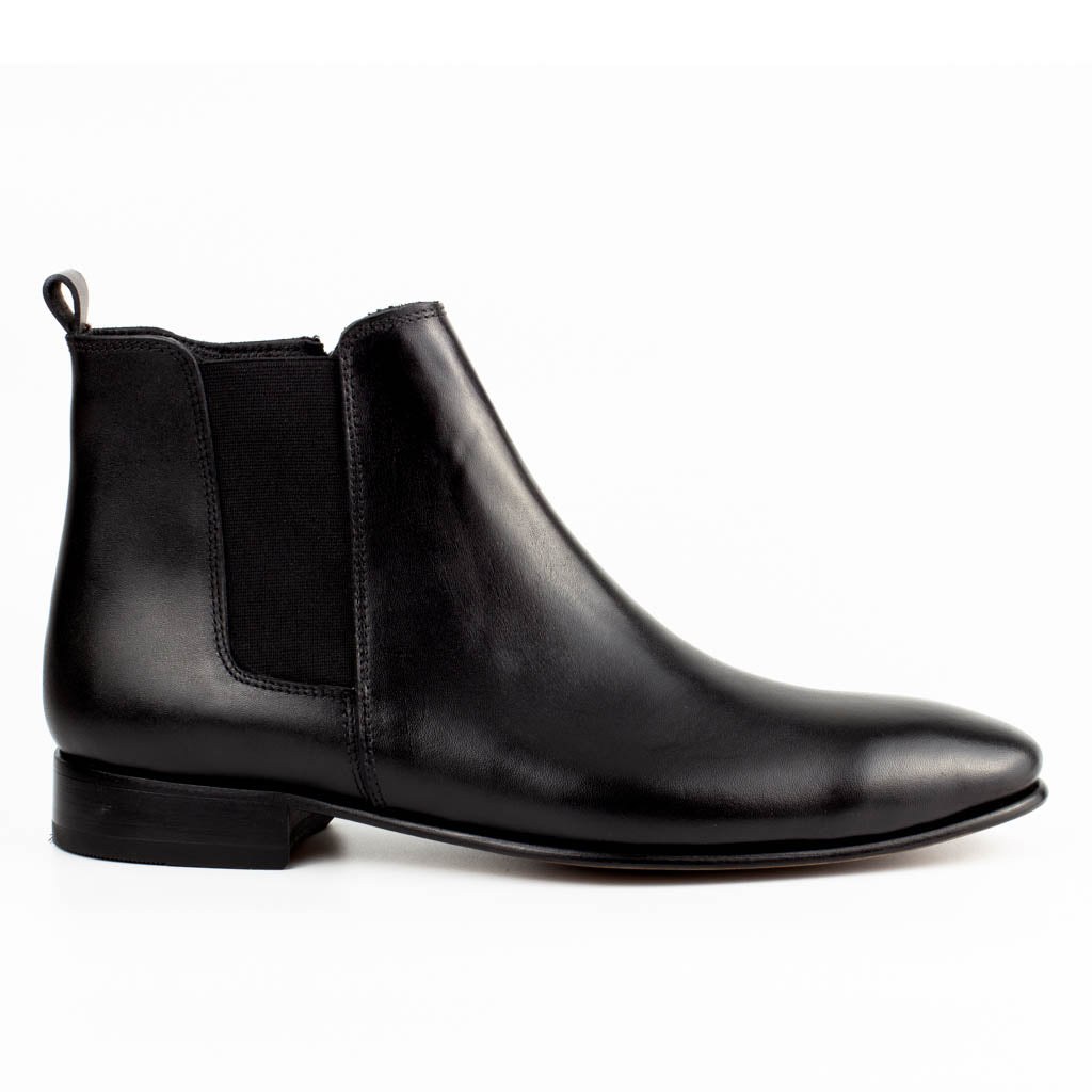Giovanni Black Men's Chelsea Genuine Leather Boots - Leather Sole