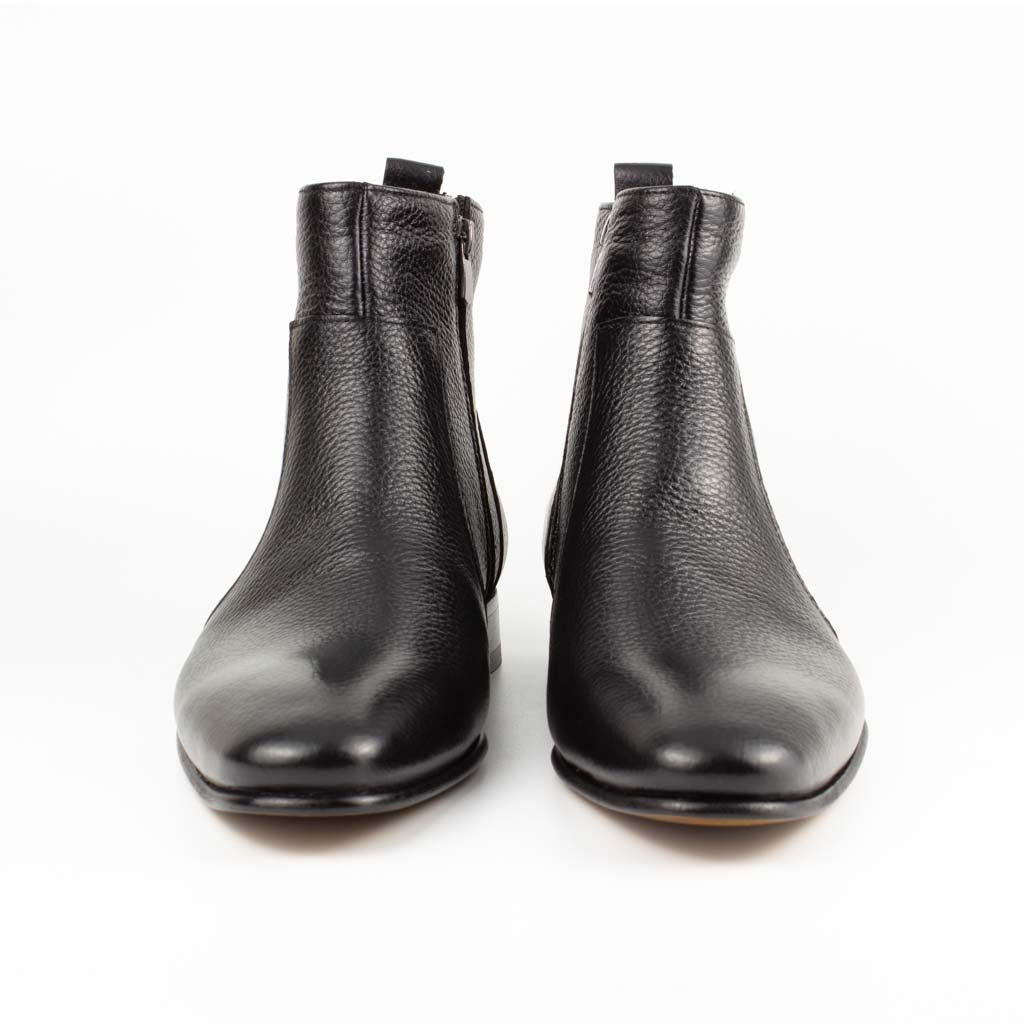 Raphael Black Men's Chelsea Genuine Leather Boots - Leather Sole