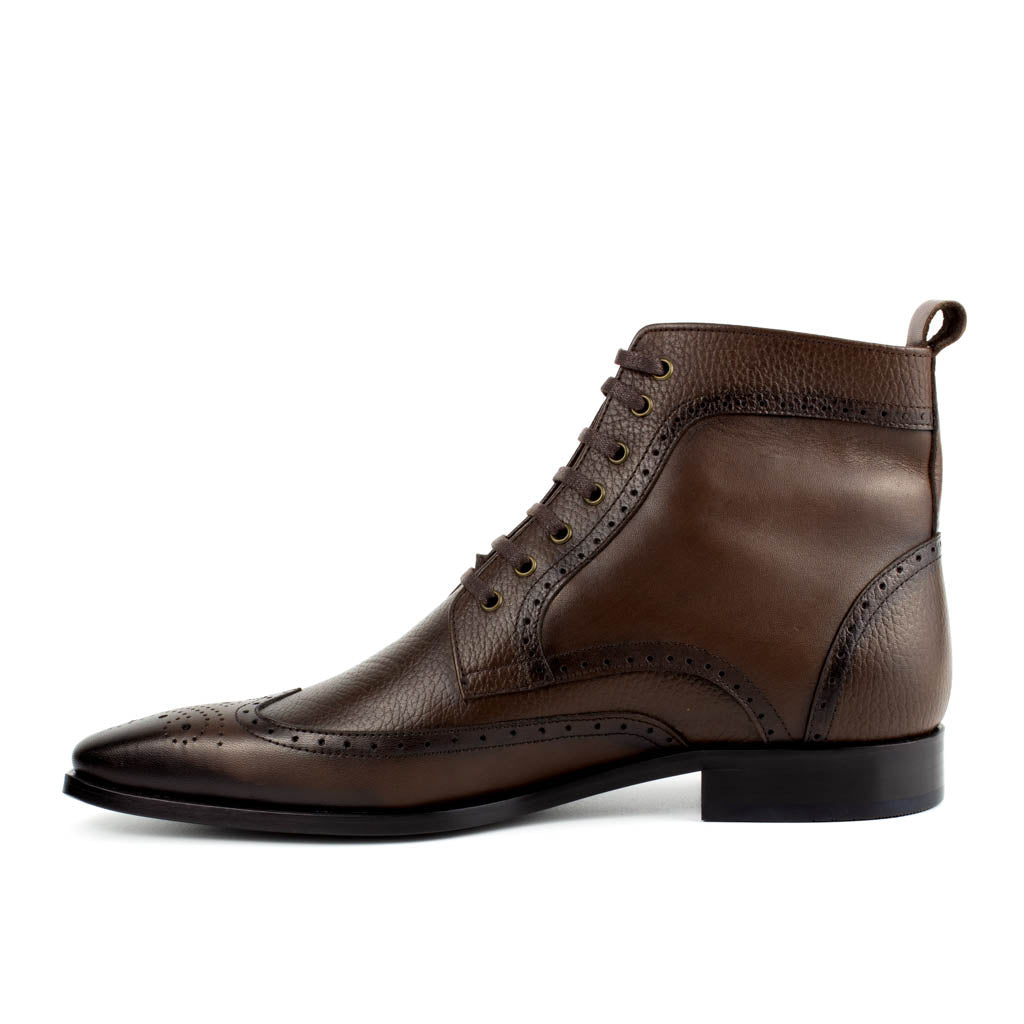 Fabio Legacy Wingtip Lace-Up Boots for Men — three-quarter view | Scarpetto
