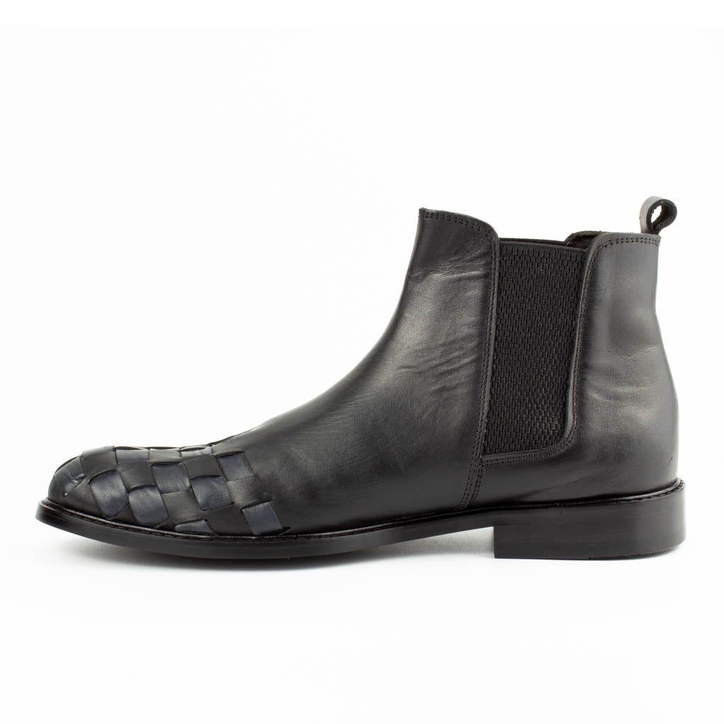 Intreccio Woven Leather Men's Chelsea Boots in — top view | Scarpetto