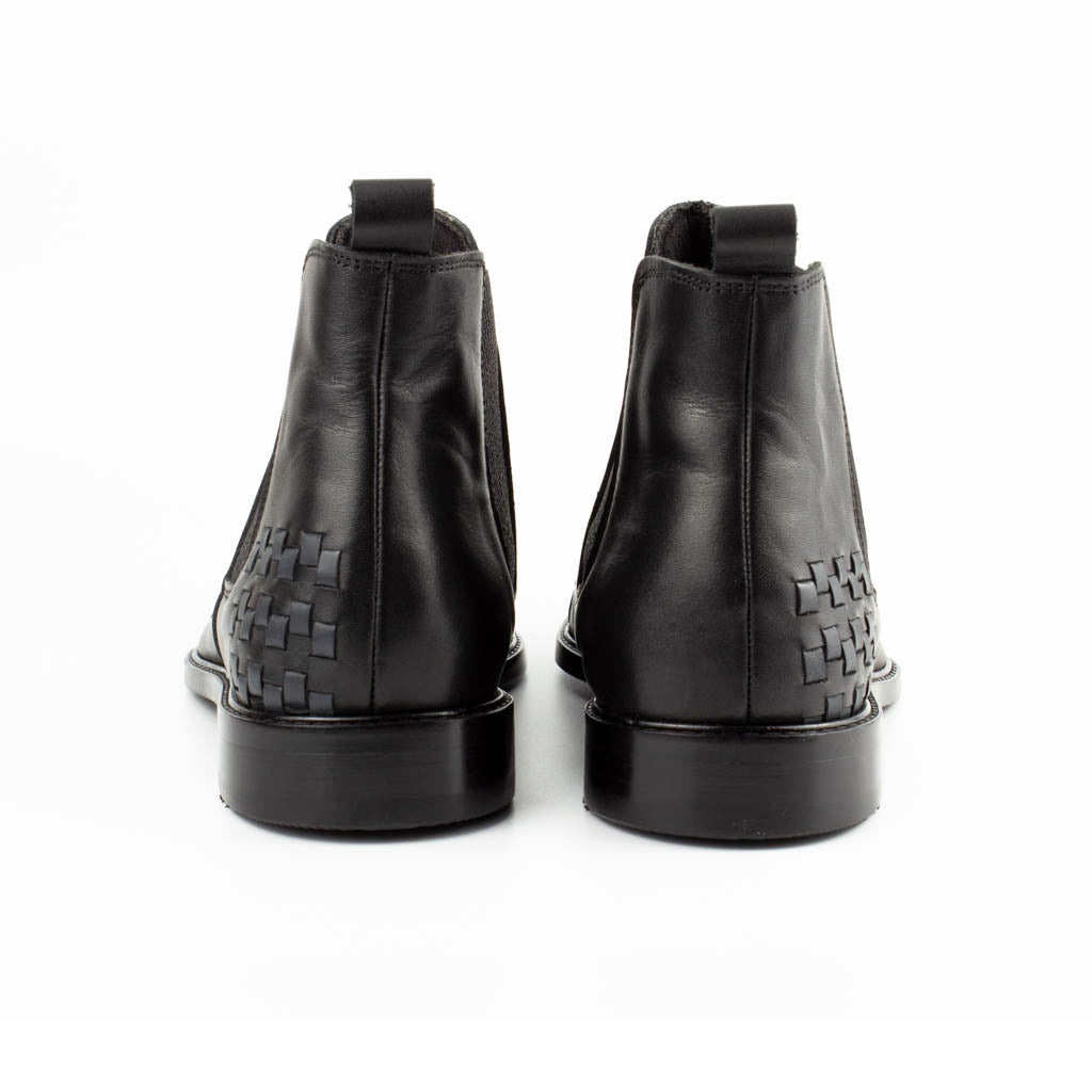 Intreccio Woven Leather Men's Chelsea Boots in — sole detail | Scarpetto