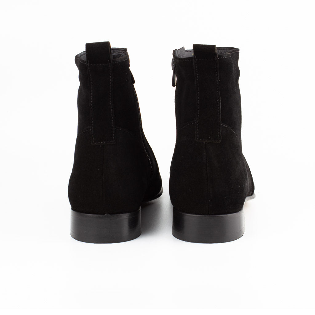 Raphael Black Men's Chelsea Genuine Suede Leather Boots - Leather Sole