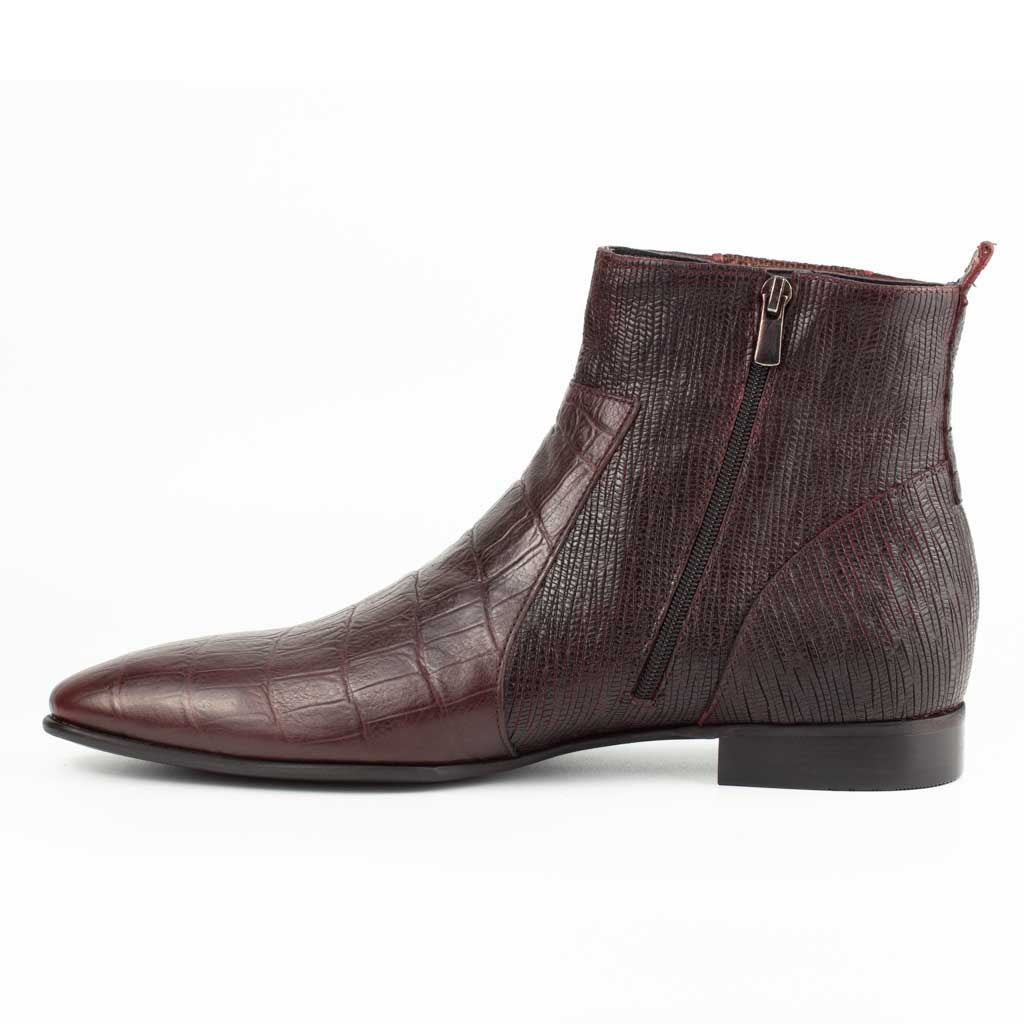 Raphael Burgundy Men's Chelsea Genuine Croco Leather Boots