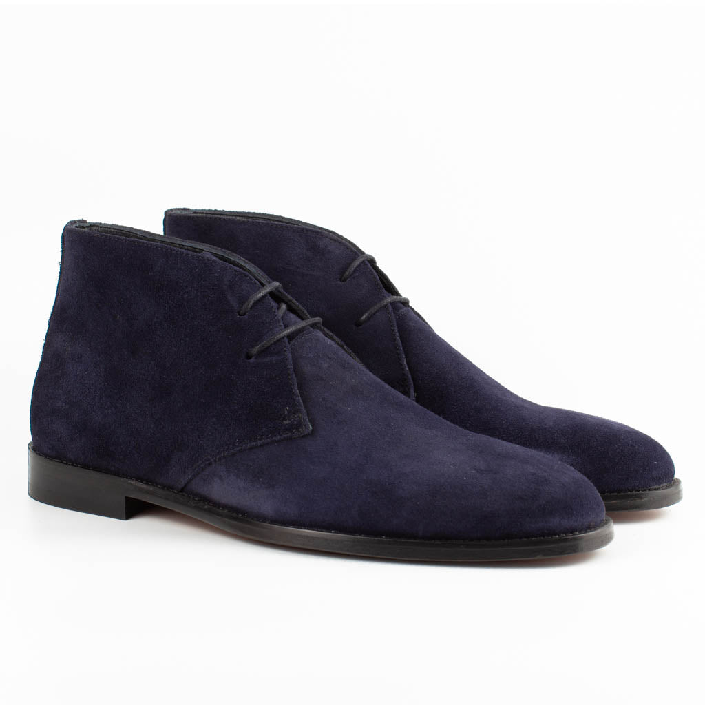 Breeze Navy Blue Men's Genuine Suede Leather Chukka Boots