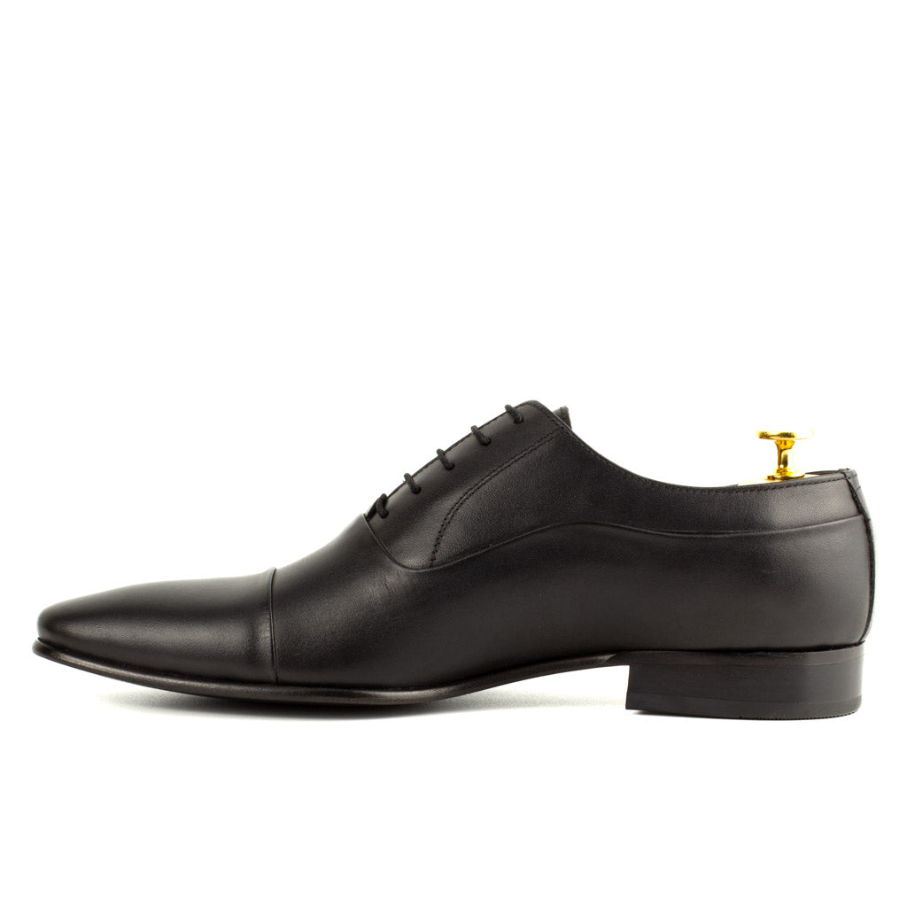 Sanzio Mat Black Men's Genuine Leather Dress Shoes