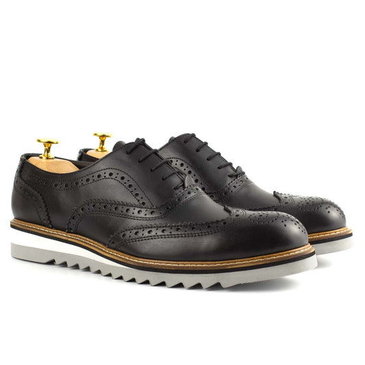 Vestito Black Men's Wingtip Leather Oxford Dress Shoes