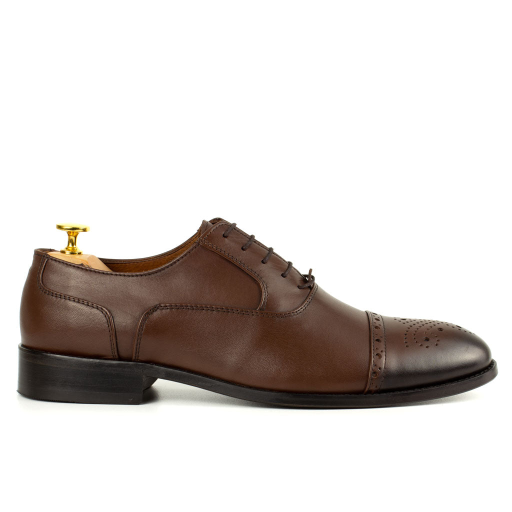 Brunello Cap-Toe Brogue Men's Derby — side view | Scarpetto