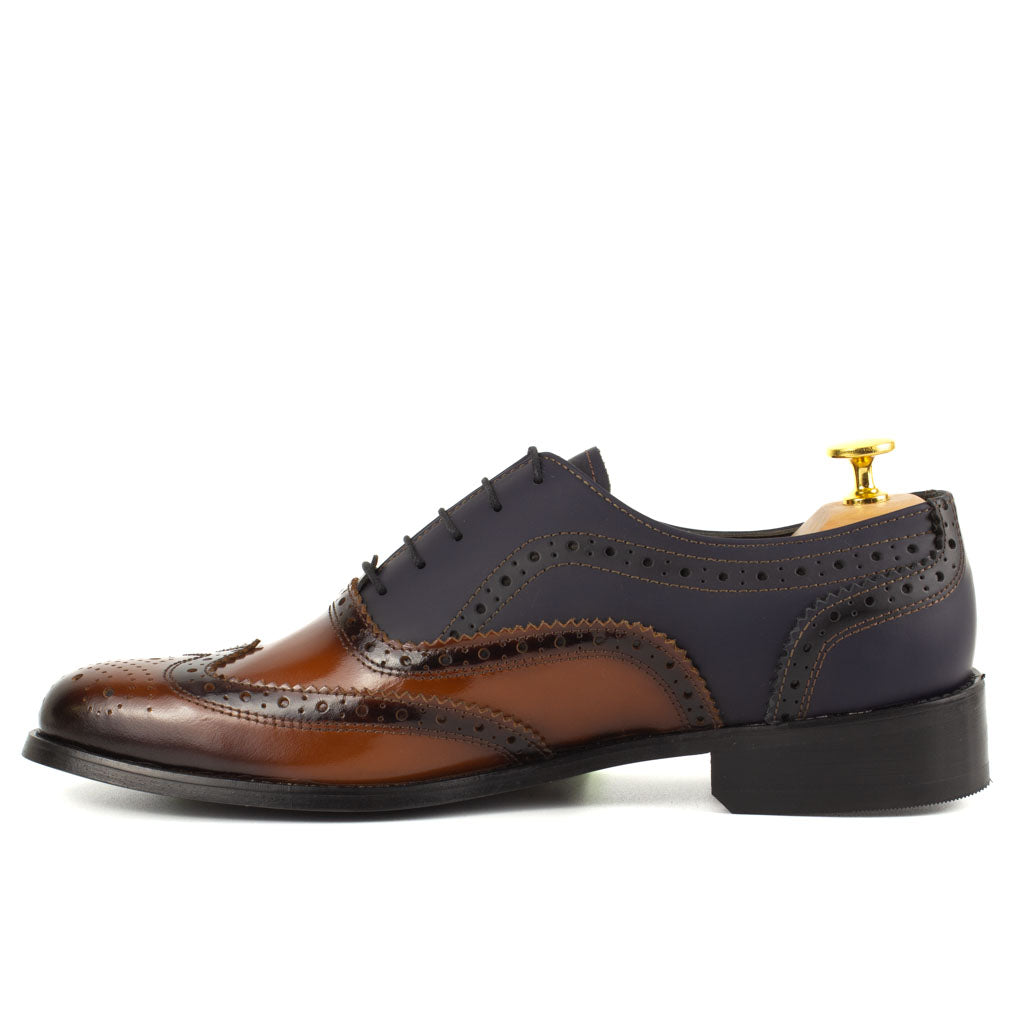 Adriano Two-Tone Wingtip Men's Oxford — heel detail | Scarpetto