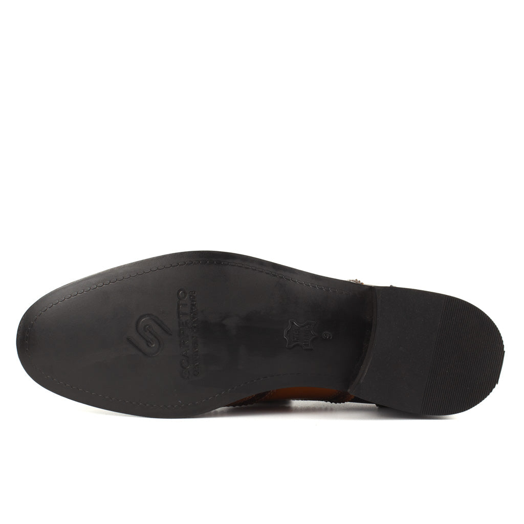 Adriano Two-Tone Wingtip Men's Oxford — interior detail | Scarpetto