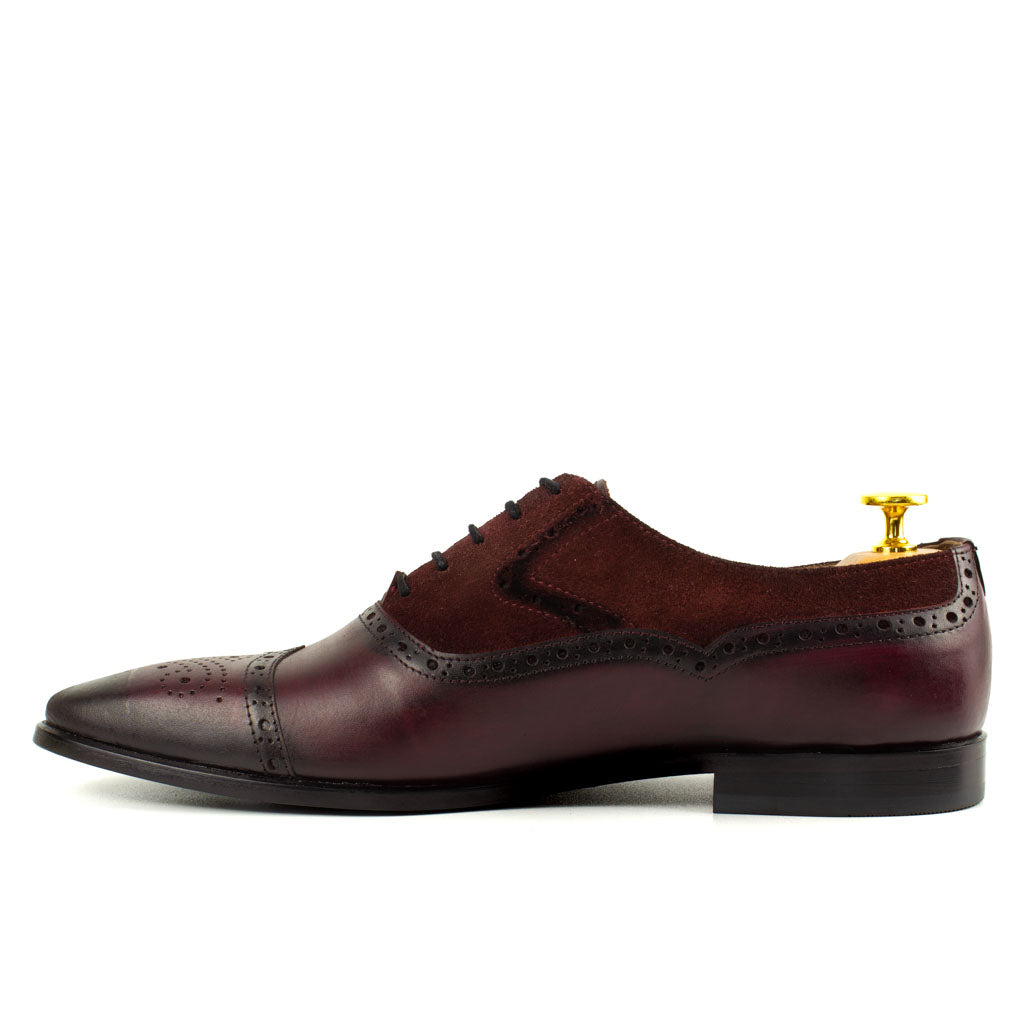Sanzio Burgundy Men's Suede/Leather Dress Shoes