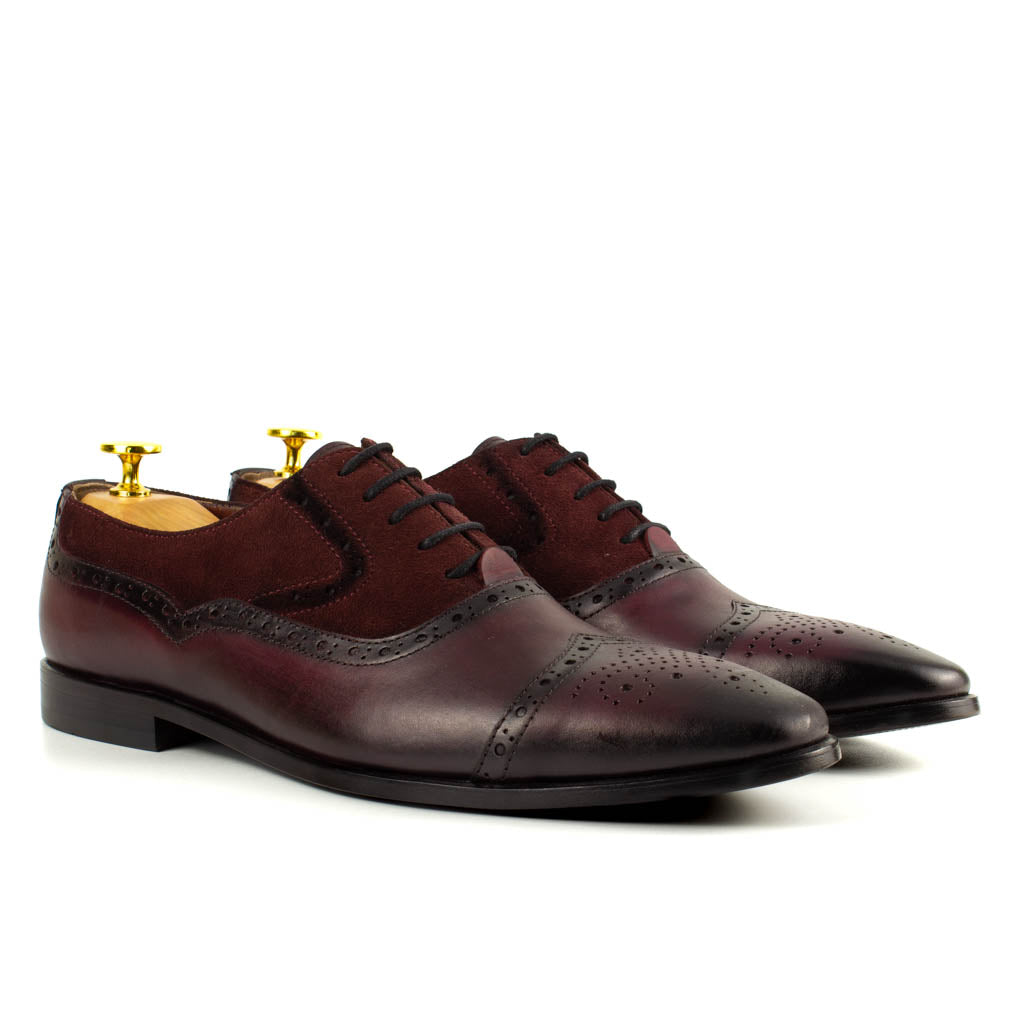 Sanzio Burgundy Men's Suede/Leather Dress Shoes