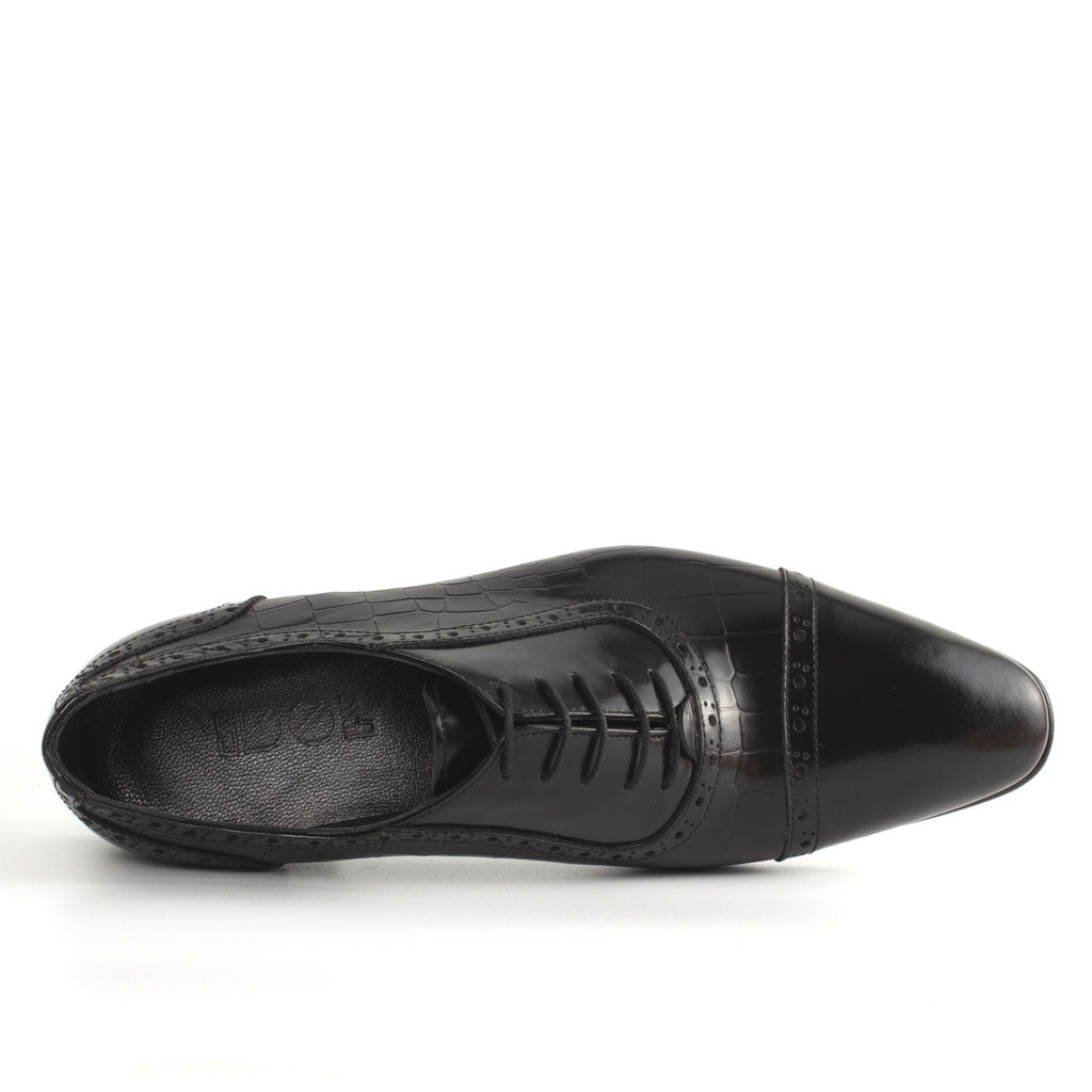 Sanzio Croco Black Men's Leather Dress Shoes