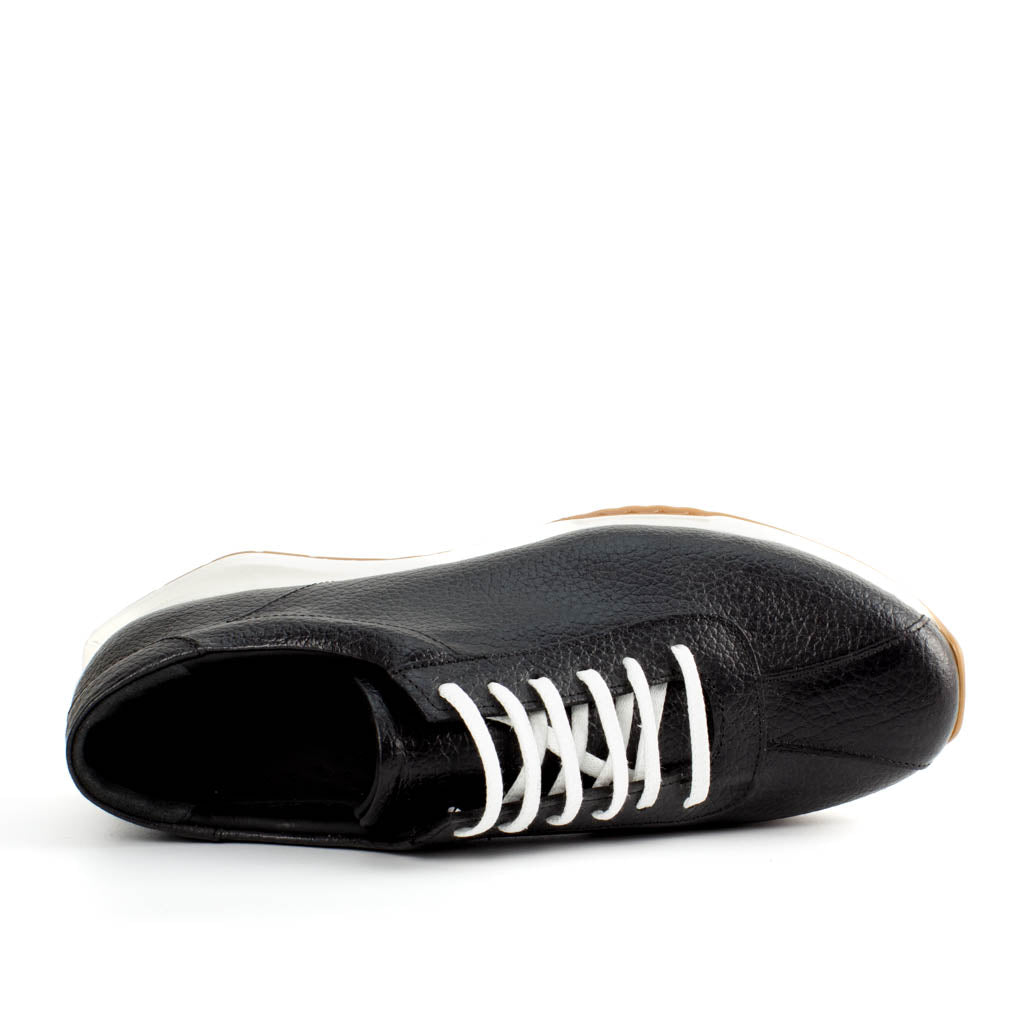 Charcoal Floater Grain Men's Leather Sneaker — sole detail | Scarpetto