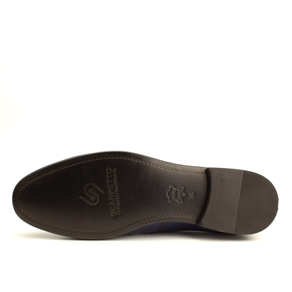 Frangiato Croco Navy Tassel Men's Loafer — toe detail | Scarpetto