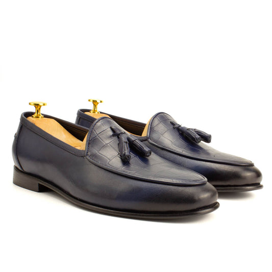 Frangiato Croco Navy Men's Leather Loafers