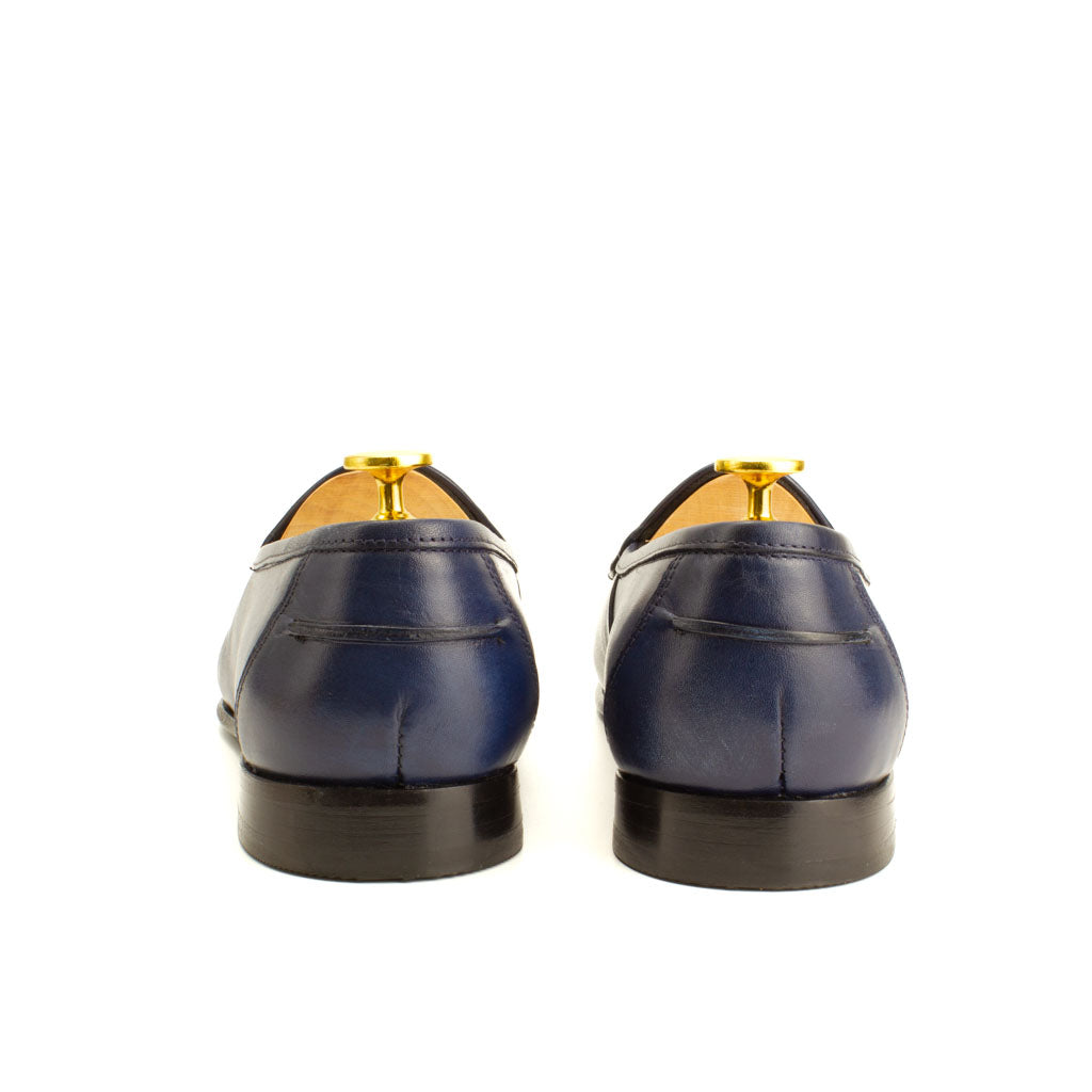 Frangiato Croco Navy Tassel Men's Loafer — top view | Scarpetto