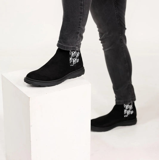 Paris Black Men's Genuine Suede Leather Boots