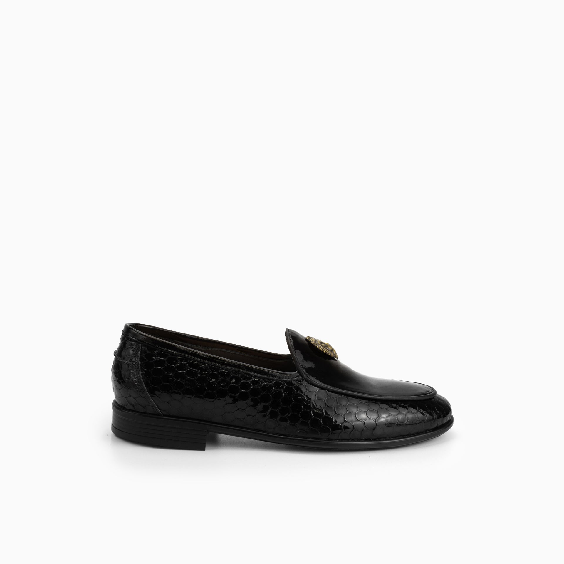 Leone Croco Patent Men's Loafer with Lion Buckle
