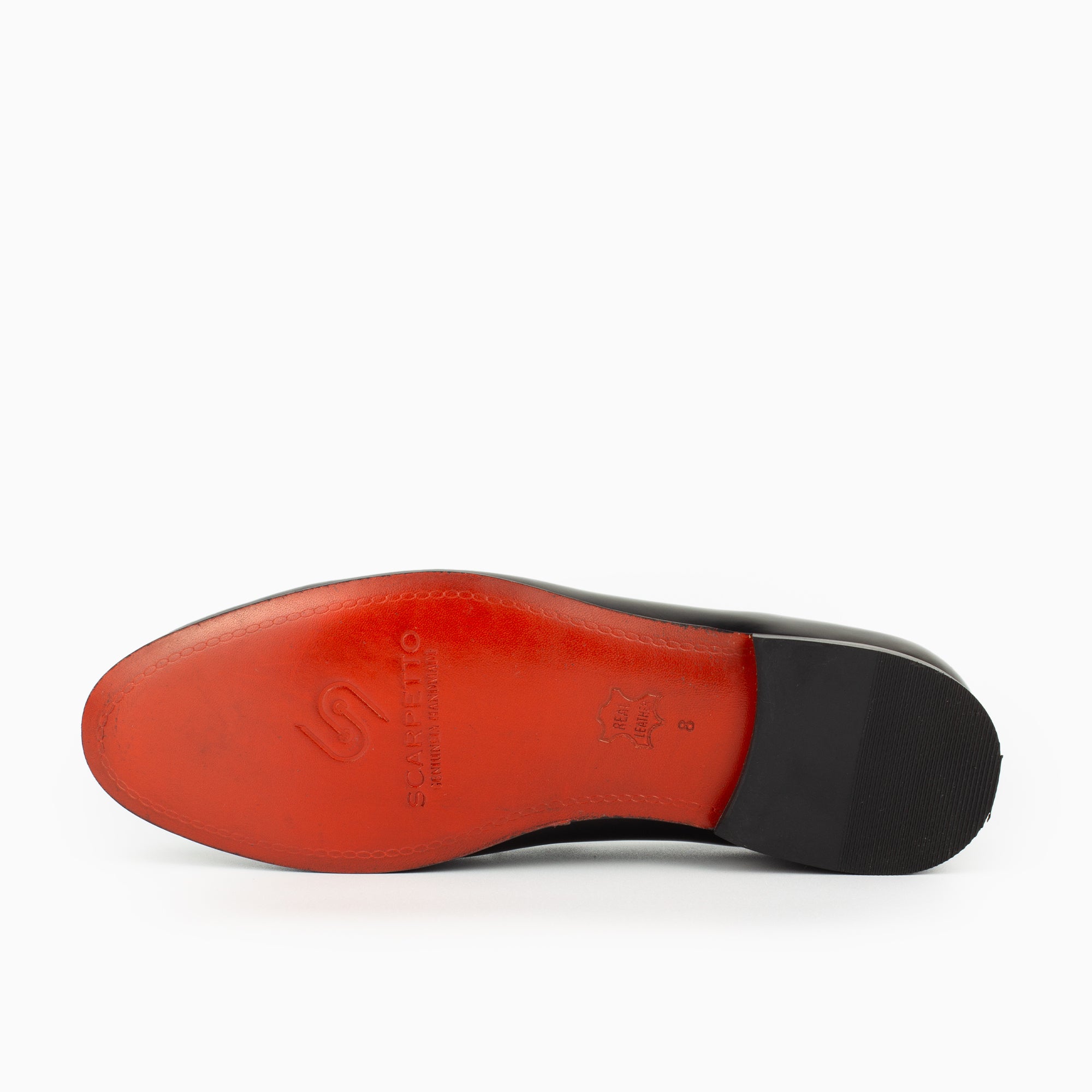 Lucente Patent Black Tassel Loafer Men's Red | Scarpetto EU-43 & US-10
