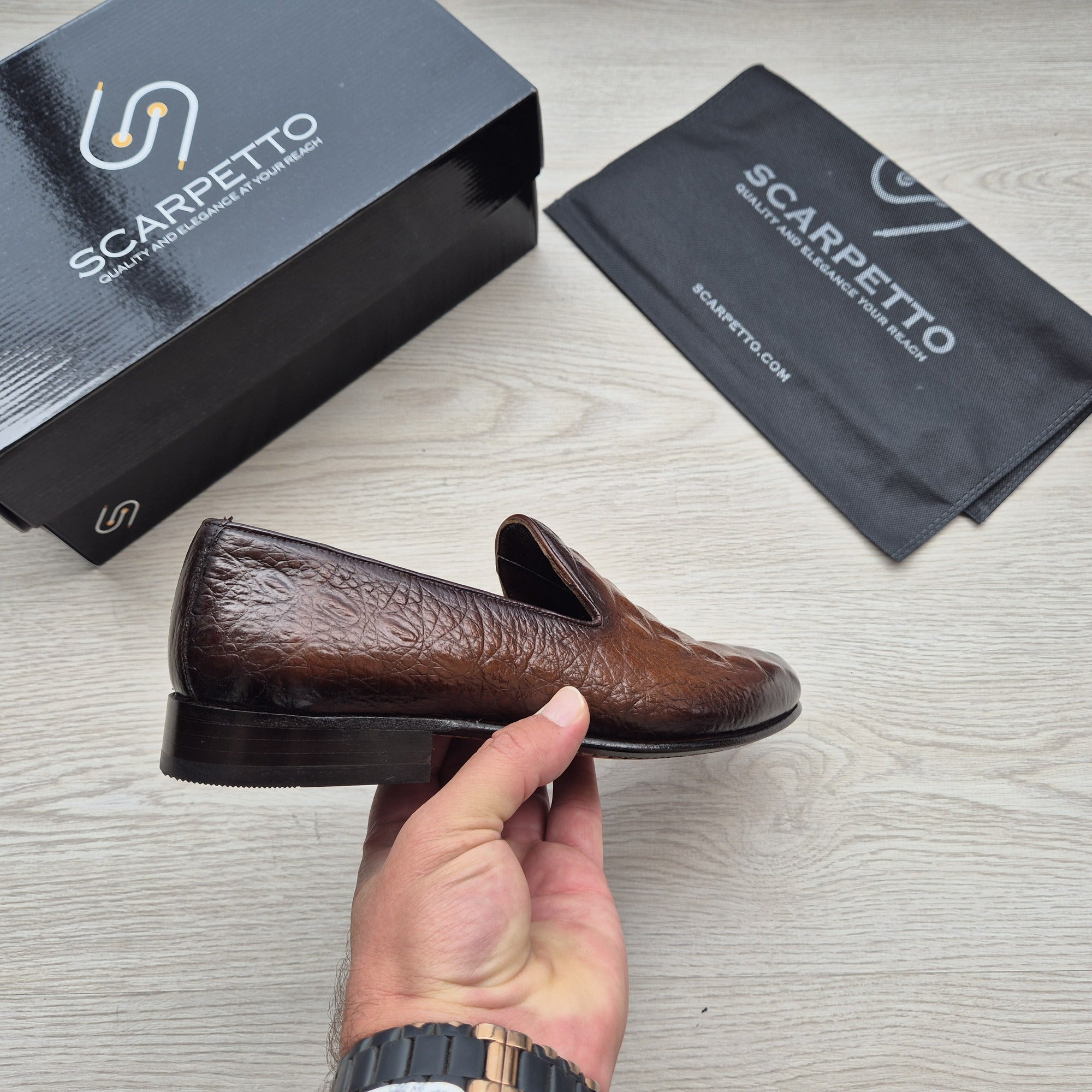 Emiliano Croco Espresso Brown Venetian Loafer - front view