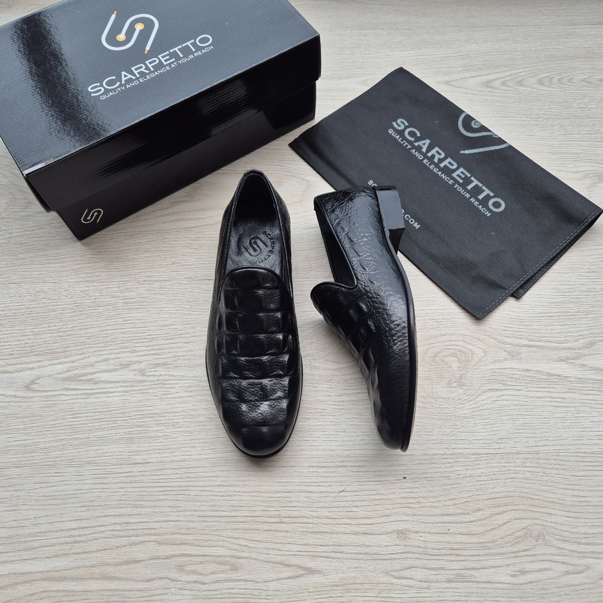 Emiliano Croco Jet Black Venetian Loafer - sole detail