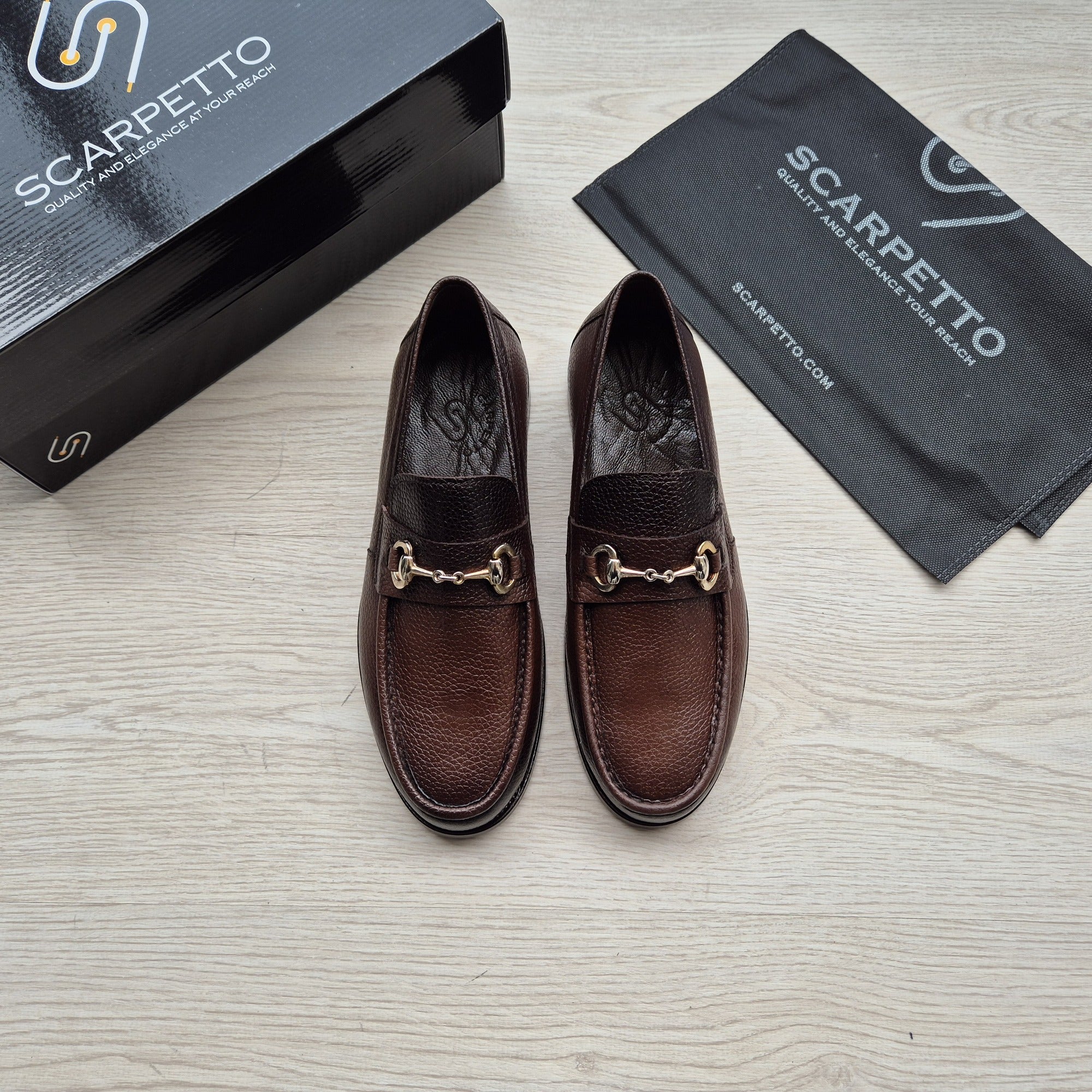 Enzo Chestnut Brown Pebbled Leather Loafer top view
