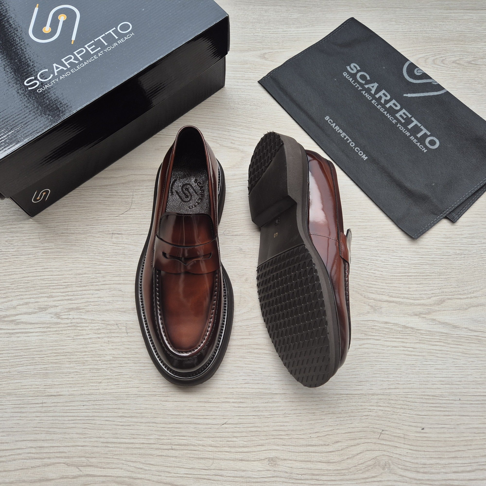 Napoli Oxblood Patent Penny Loafer - top view