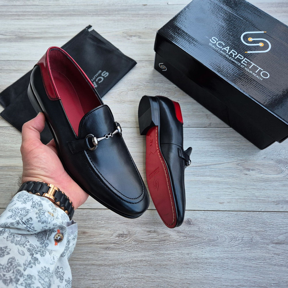 Premium Handcrafted Leather Red Sole Men display picture 3