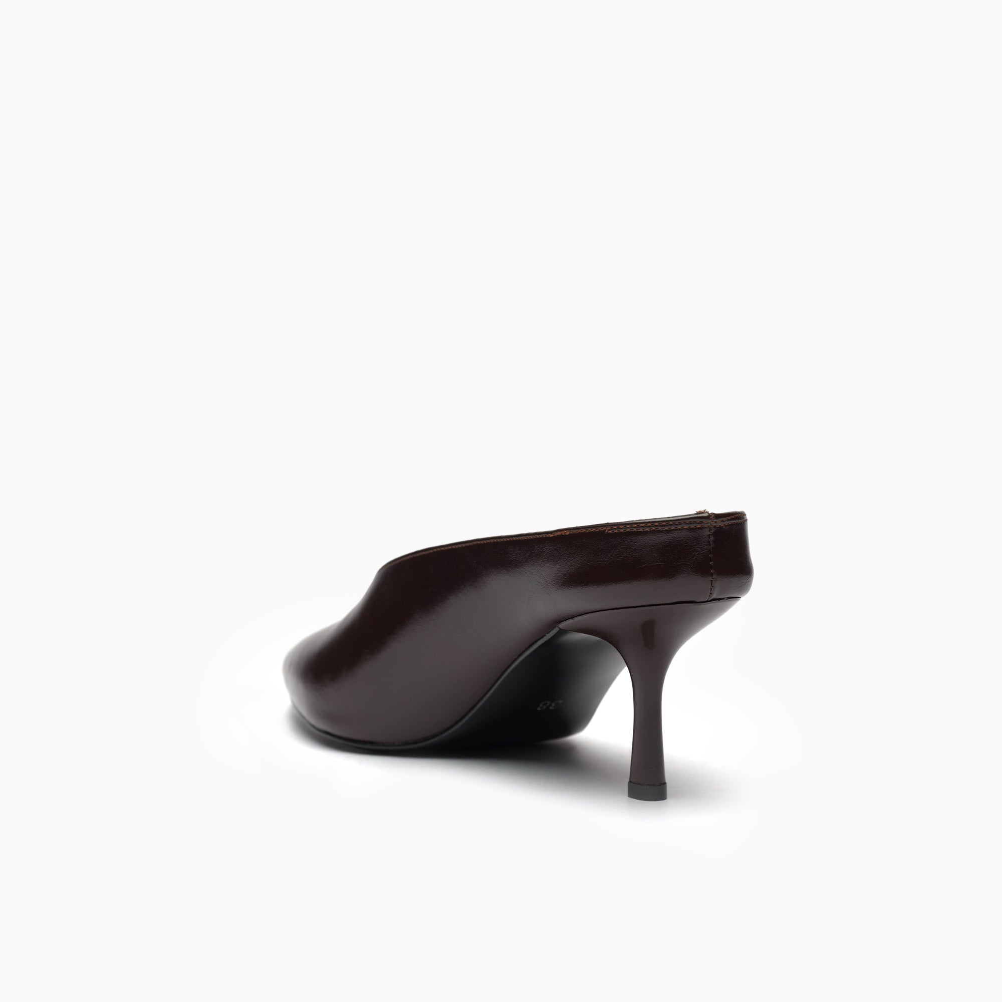 Serena Cognac Tan Pointed Backless Mule — three-quarter view | Scarpetto