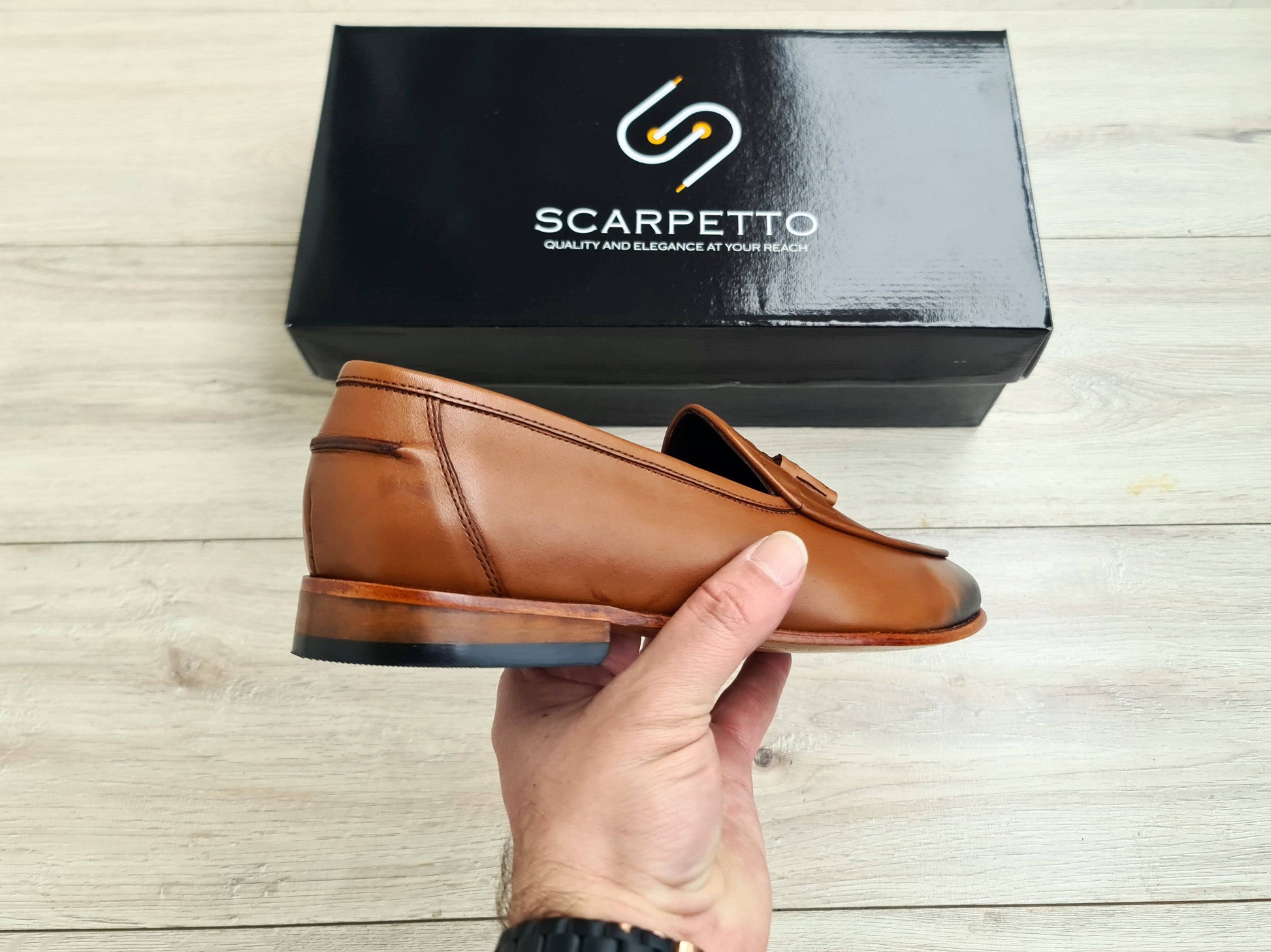Frangiato Croco Walnut Men's Genuine Leather Loafers - Leather Sole - Scarpetto