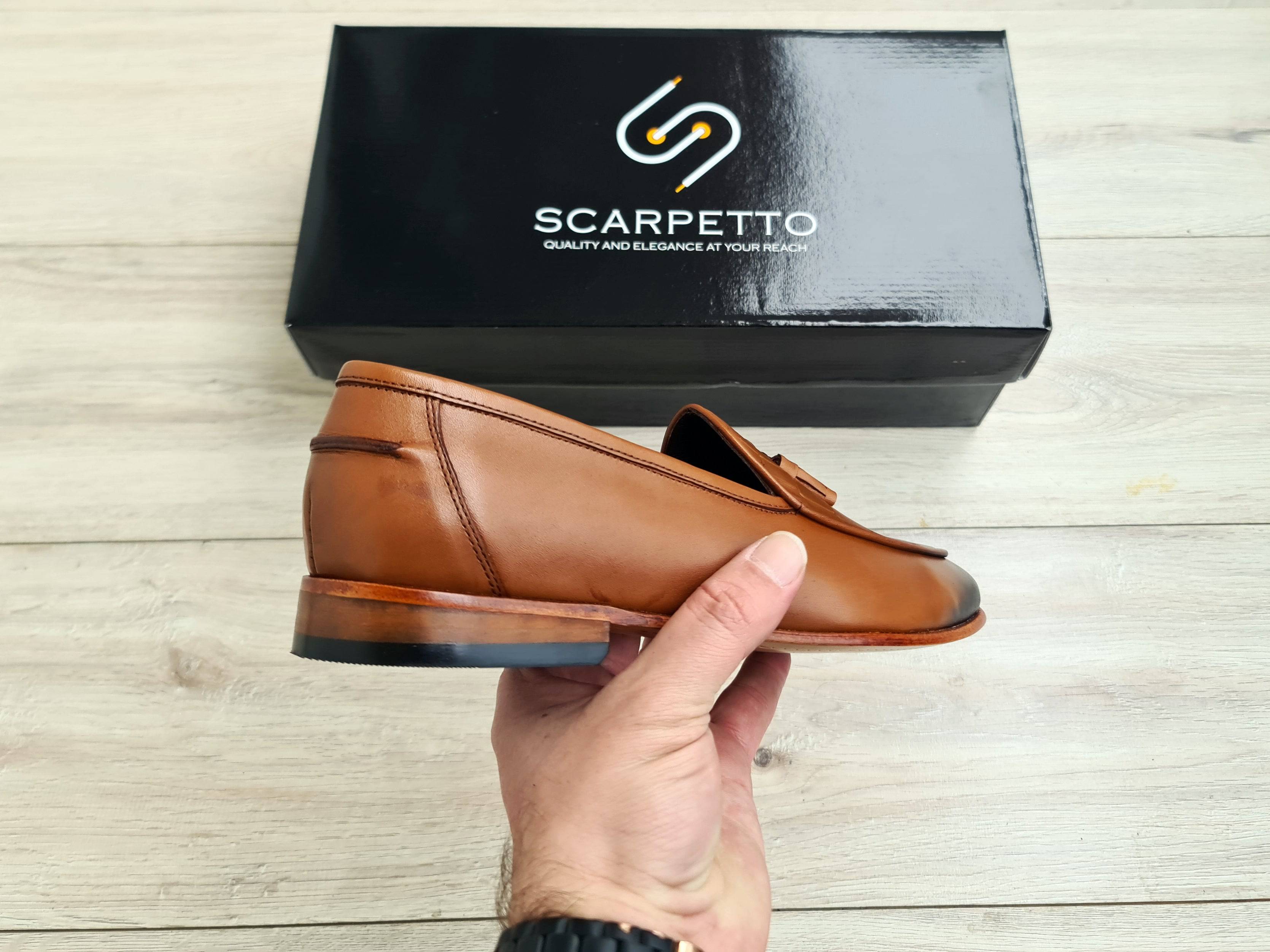 Frangiato Croco Walnut Men's Leather Loafer — top view | Scarpetto